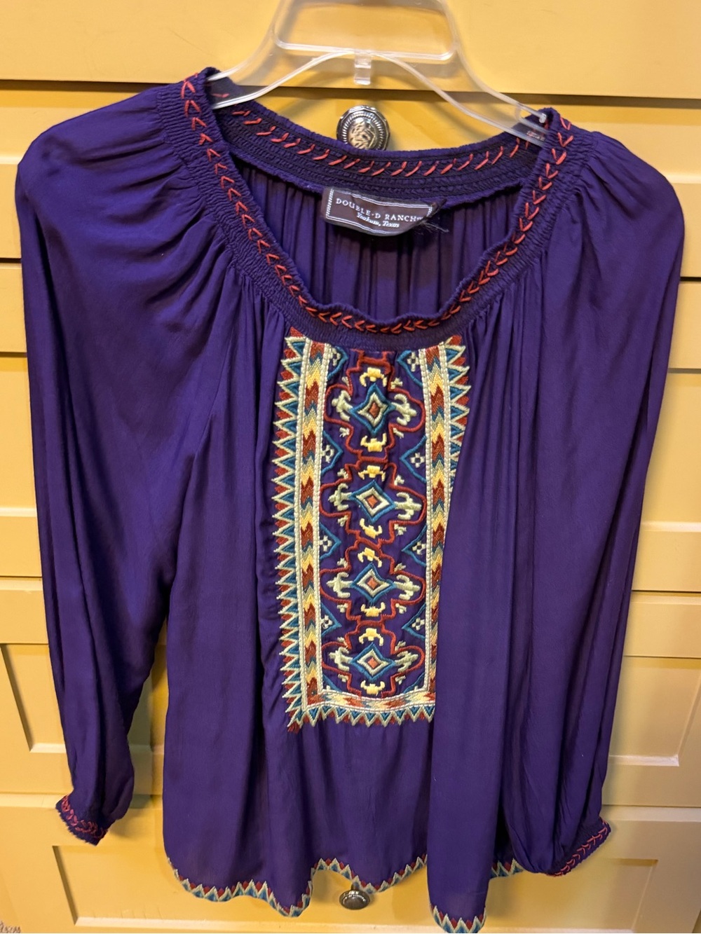 Double D Ranch Purple Embroidered Tunic Top